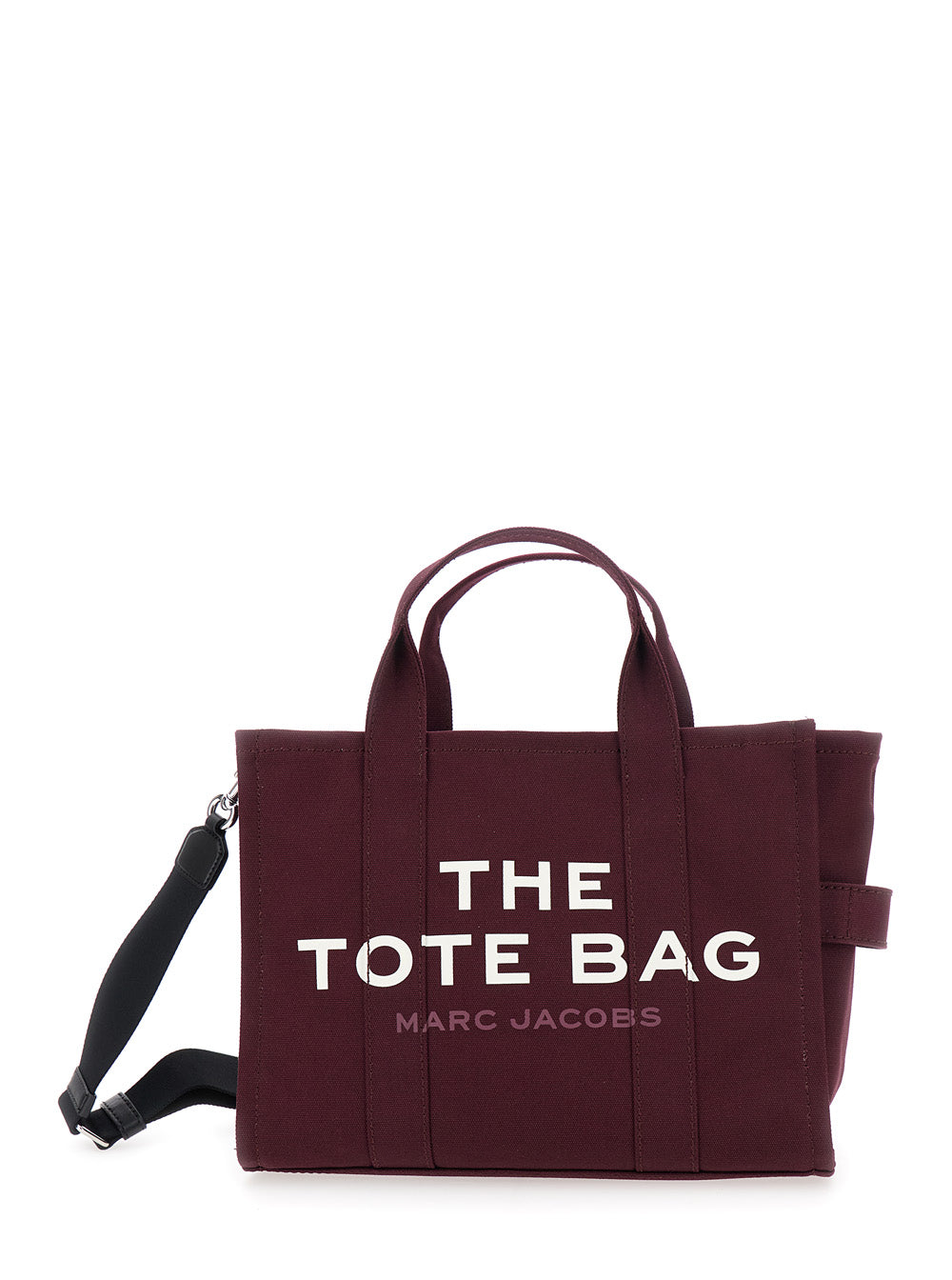 The Medium Tote Bordeaux Handbag With Logo Lettering On Front Cotton Woman Hand Bags