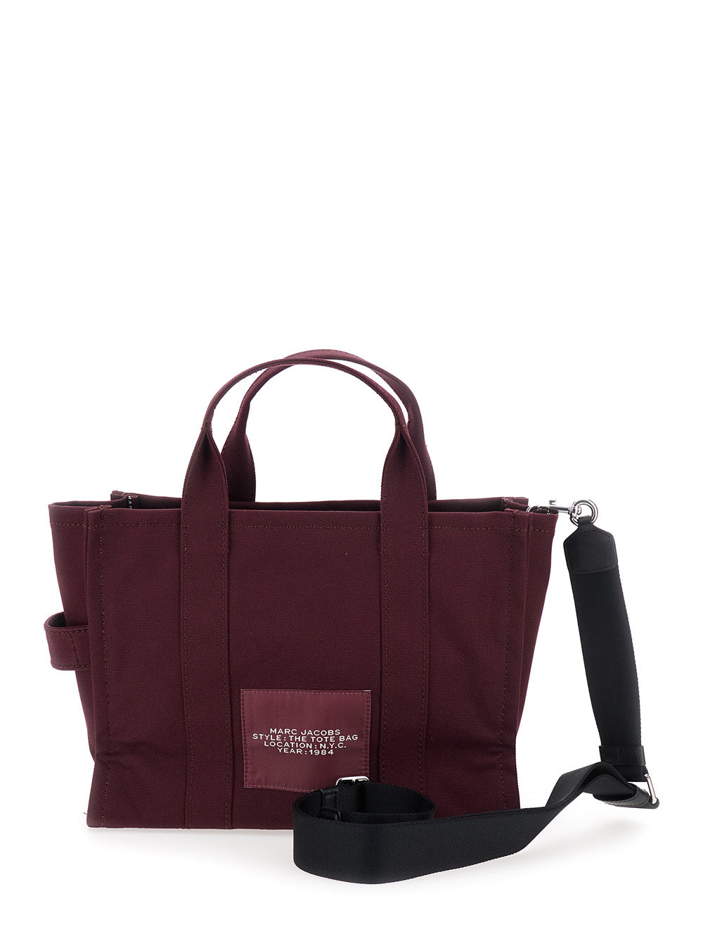 The Medium Tote Bordeaux Handbag With Logo Lettering On Front Cotton Woman Hand Bags
