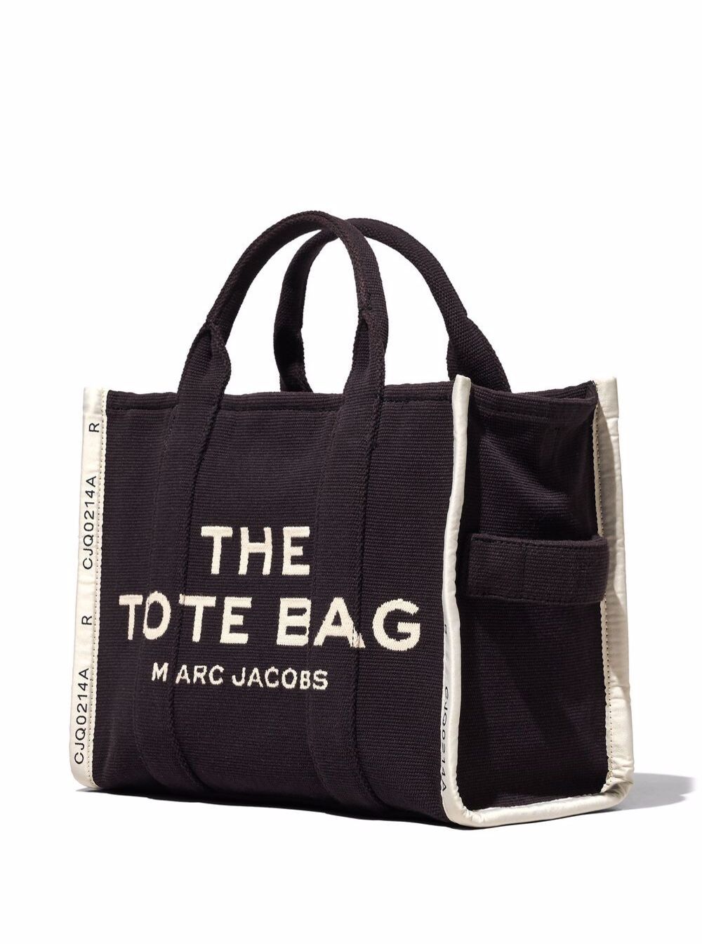 The Medium Tote Black Bag with Contrasting Logo Embroidery in Cotton Blend Woman Polyester Hand