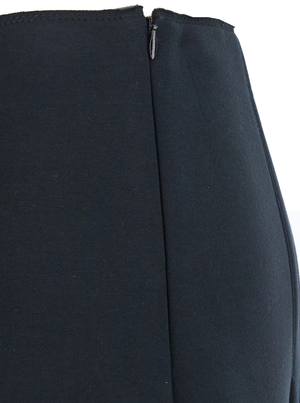 Black Pleated Midi Skirt With Concealed Side Zip Closure And Logo Patch On The Rear Cotton Stretch Woman Elastane