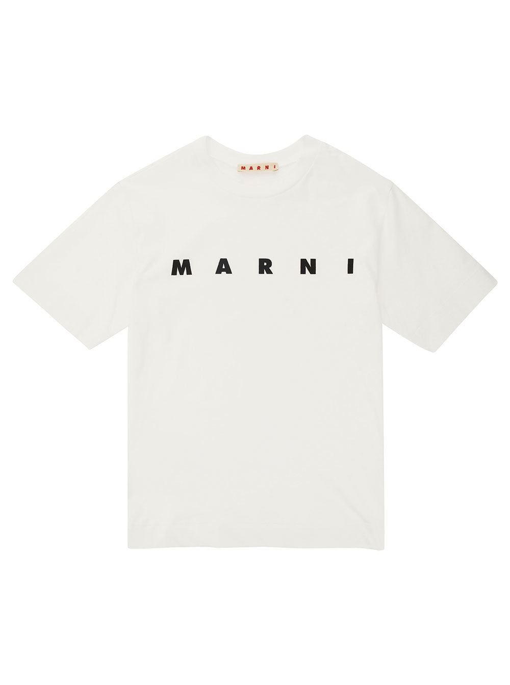 White Crewneck T-Shirt With Logo Lettering Print Cotton Boy Tshirts And Polo Shirts