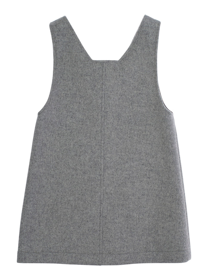Grey Sleeveless Dress With Logo Embroidery On The Front Wool Blend Girl