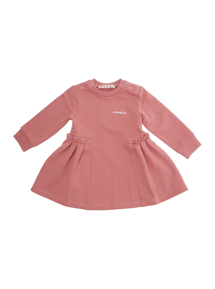 Pinkdress With Logo On Front And Flared Skirt Cotton Baby Pink Dress