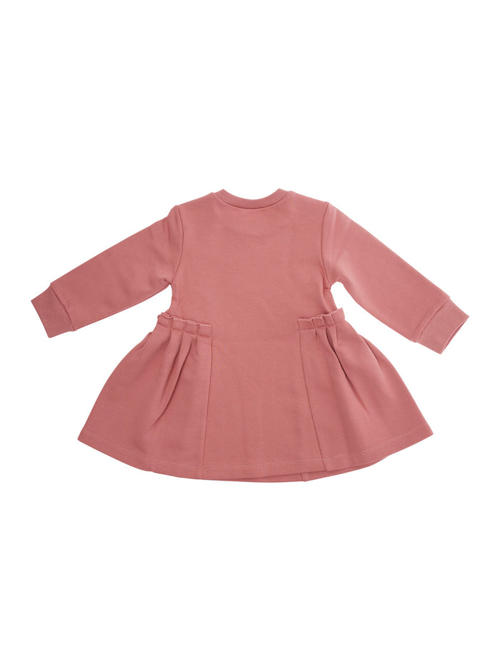 Pinkdress With Logo On Front And Flared Skirt Cotton Baby Pink Dress