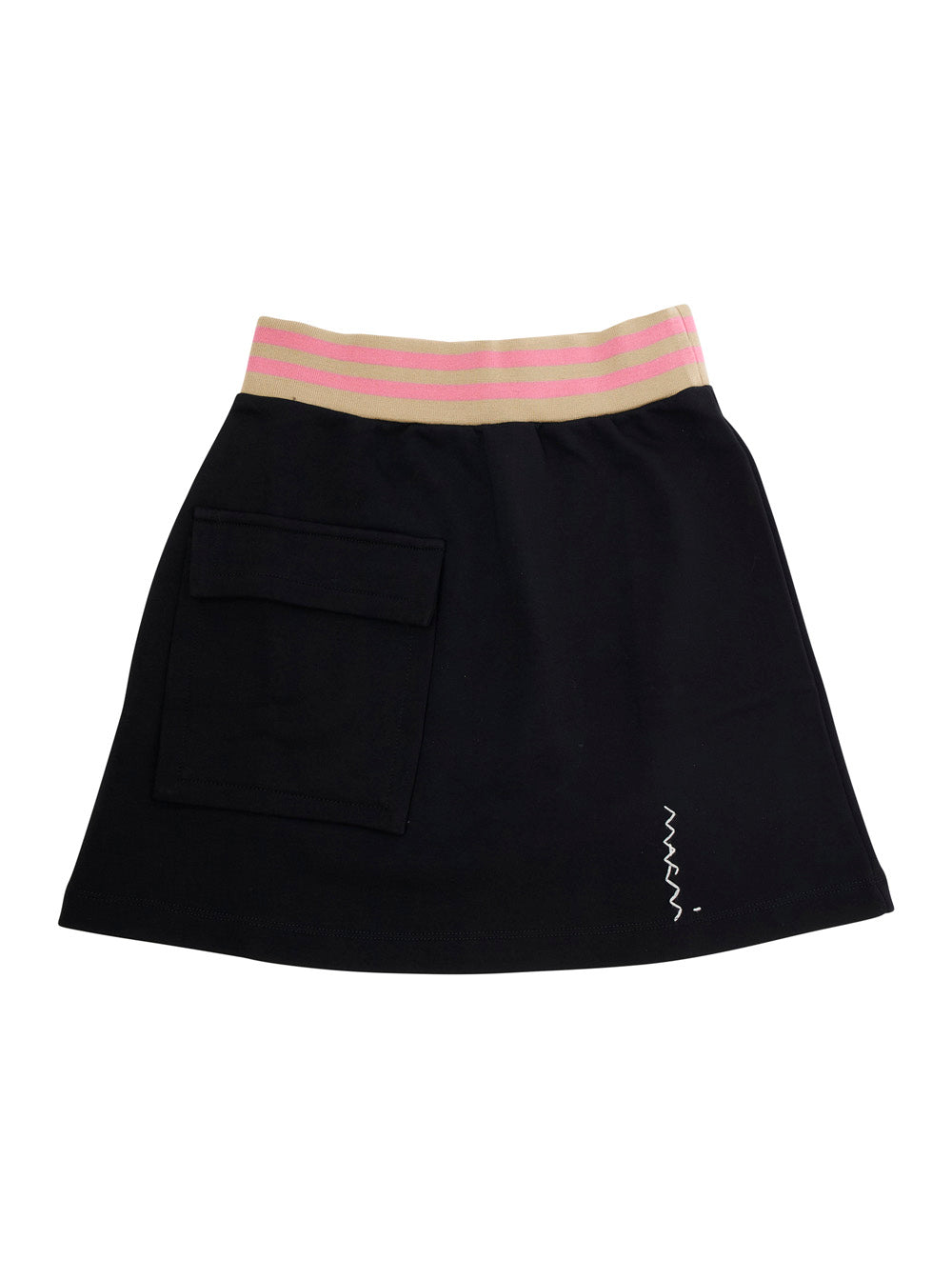 Black Skirt With Front Logo Lettering Cotton Girl