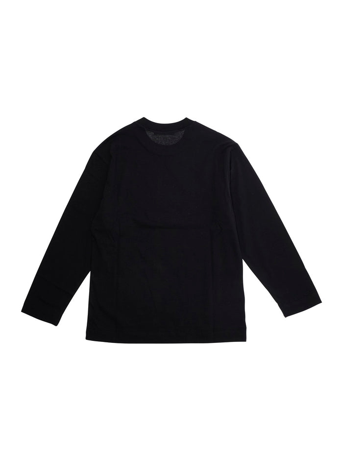 Black Crew Neck Sweater With Logo Lettering On The Front Cotton Boy Jersey