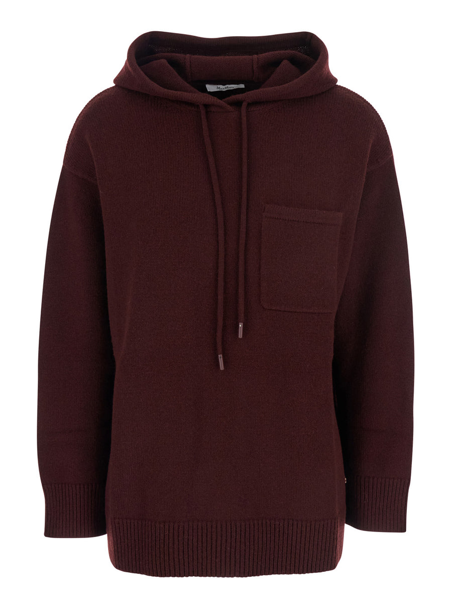 Bordeaux Sweater With Drawstring Hood Wool Tops