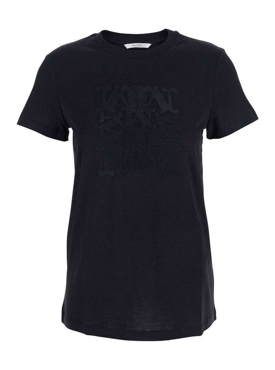 Black Cotton Crew Neck T-Shirt With Logo T-shirts & Jerseys