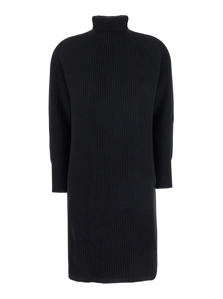 Ribbed Long Dress Cashmere Black Mix