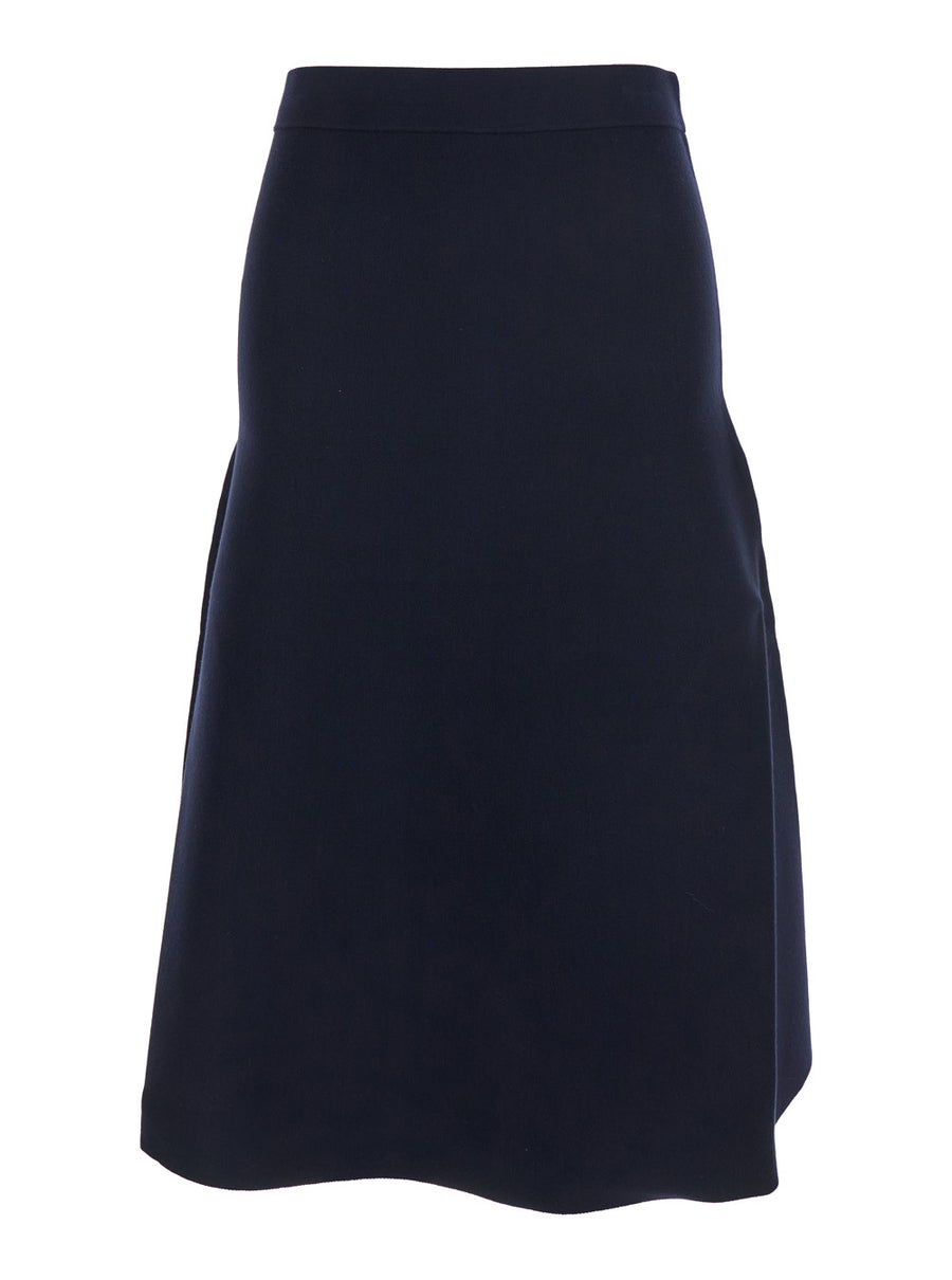Black Flared Skirt With Elastic Waist Viscose