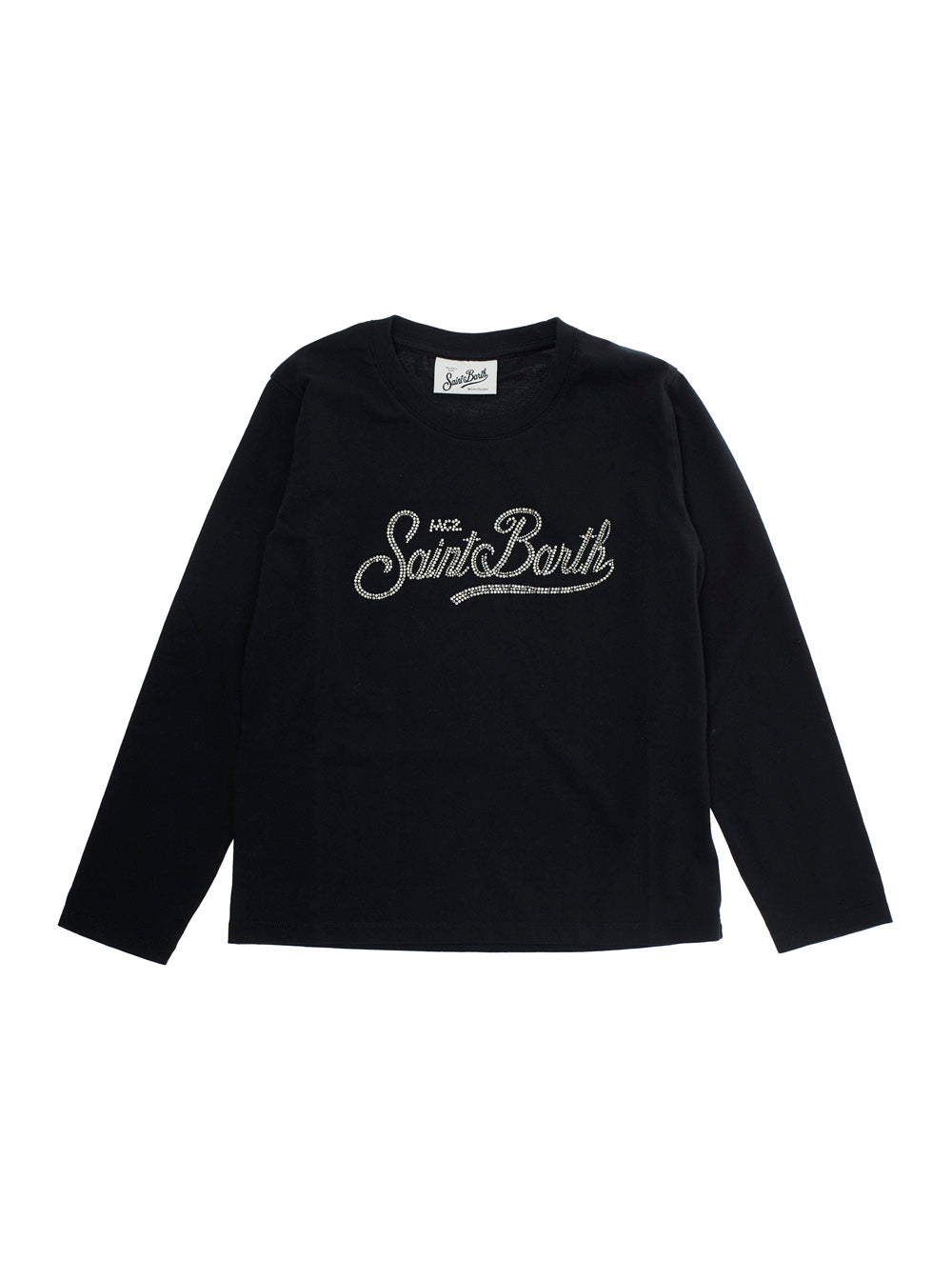 Penny Black Long-Sleeve T-Shirt With Rhinestoned Logo Lettering On The Front Cotton Boy Jersey