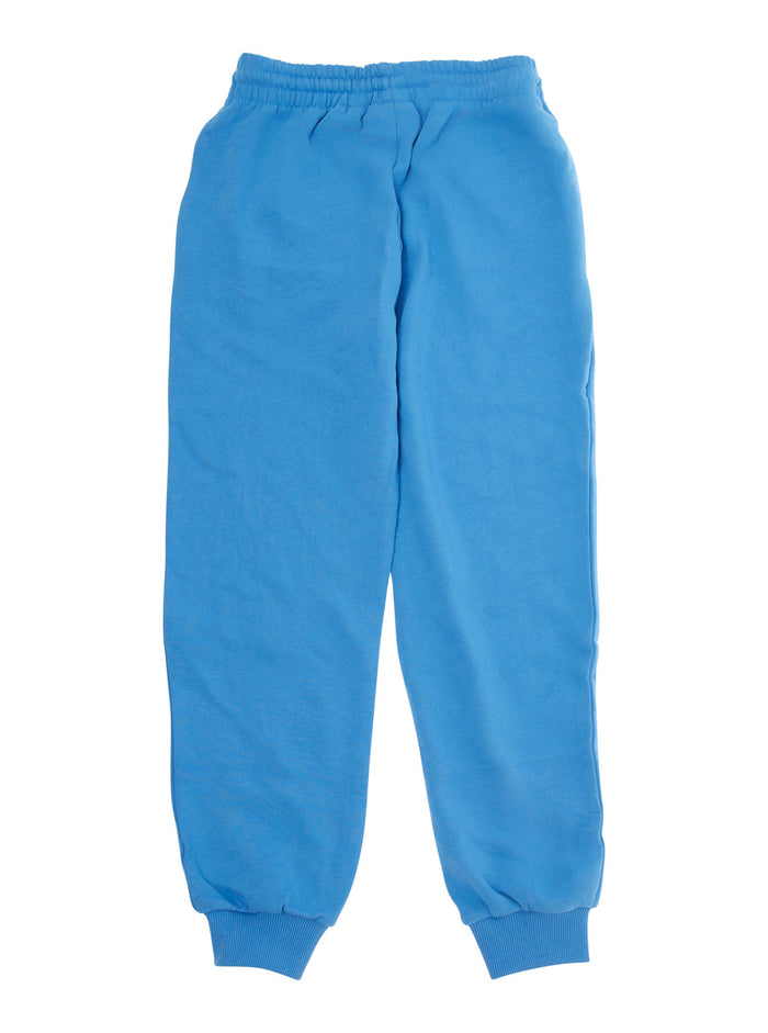 Light Blue Trousers With Elastic Waist And Front Embroidery Cotton Boy