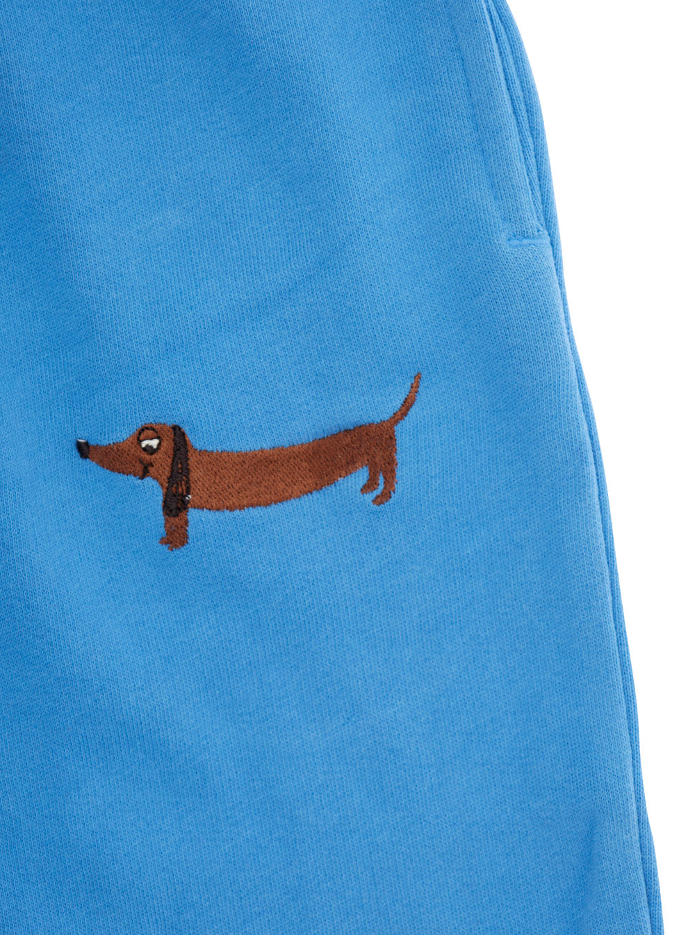 Light Blue Trousers With Elastic Waist And Front Embroidery Cotton Boy