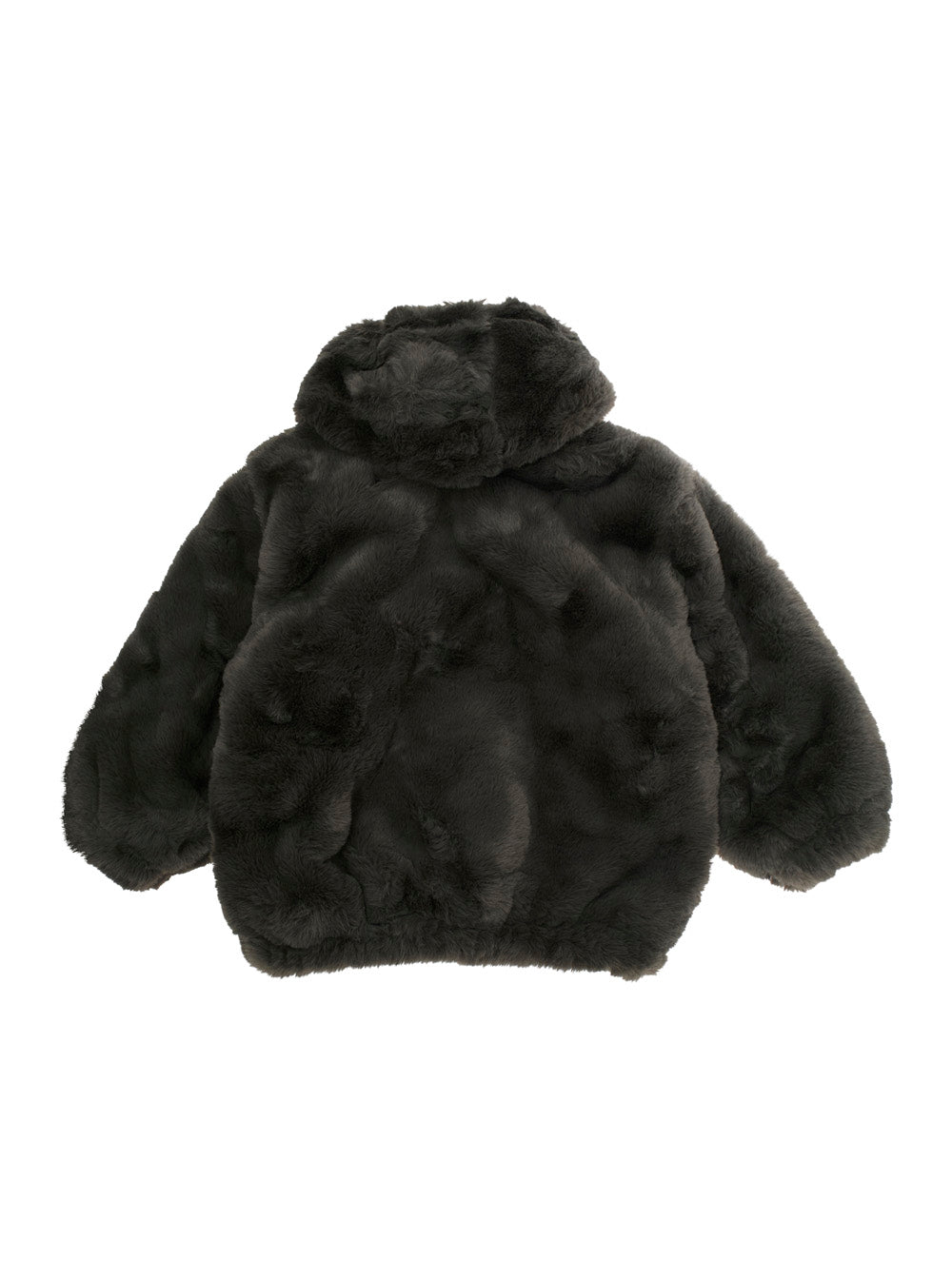 Grey Jacket with Logo Patch on the Front in Faux Fur Boy Polyester Outerwear