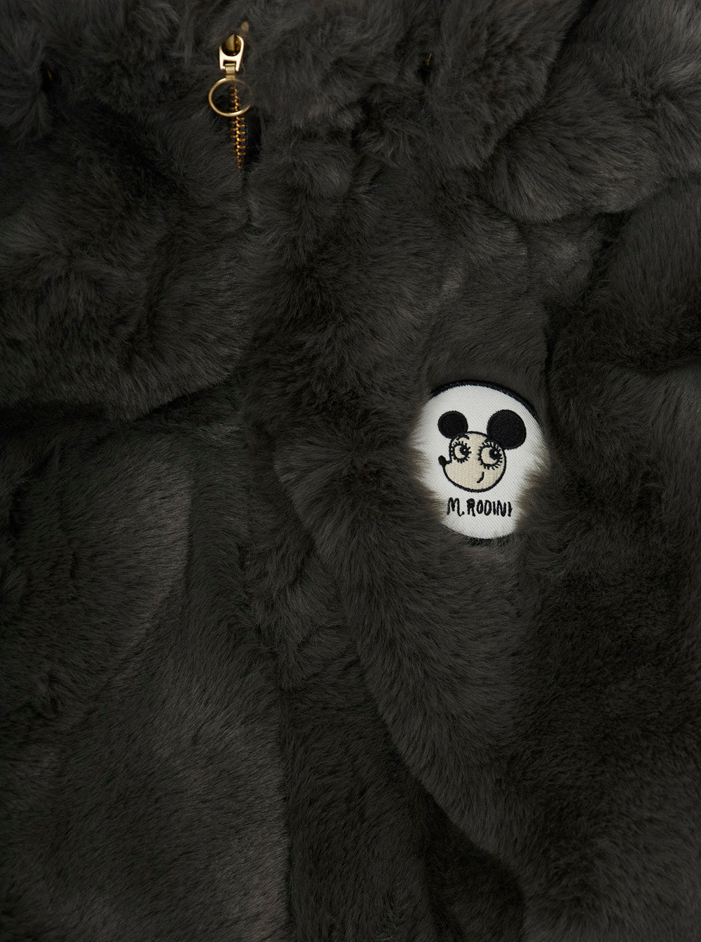 Grey Jacket with Logo Patch on the Front in Faux Fur Boy Polyester Outerwear