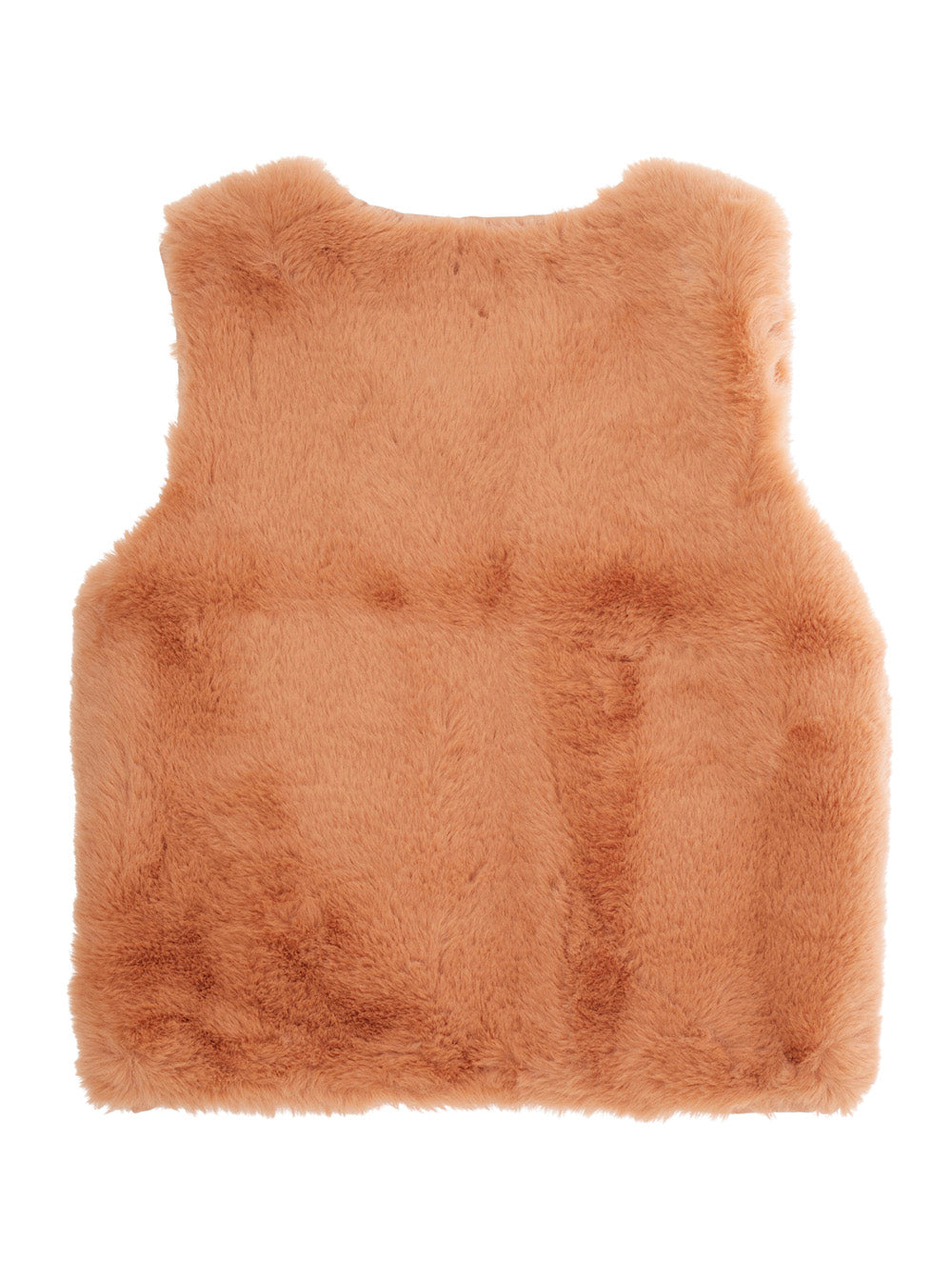 Beige Vest with Logo Patch on the Front in Faux Fur Boy Polyester Blazers