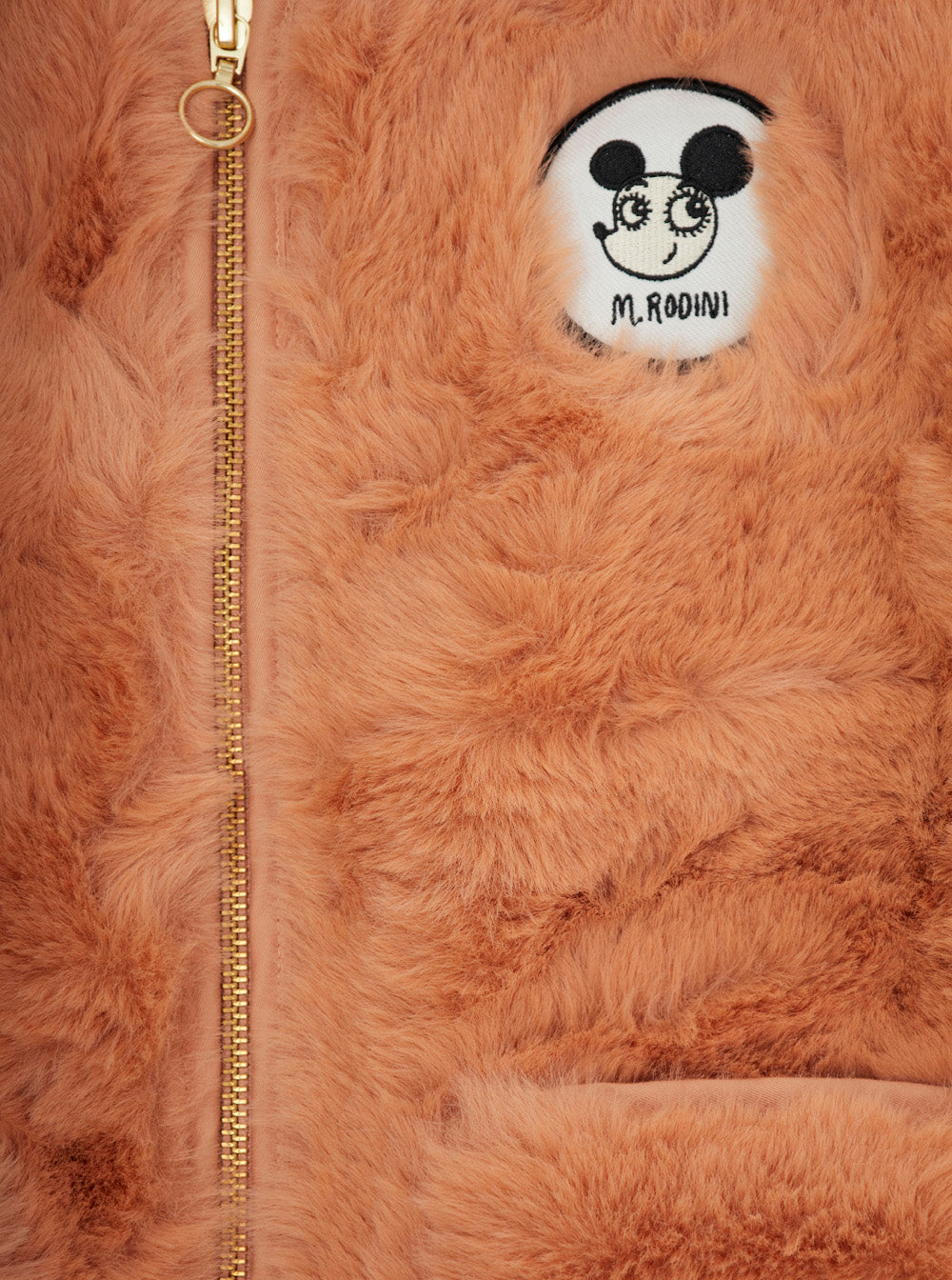 Beige Vest with Logo Patch on the Front in Faux Fur Boy Polyester Blazers
