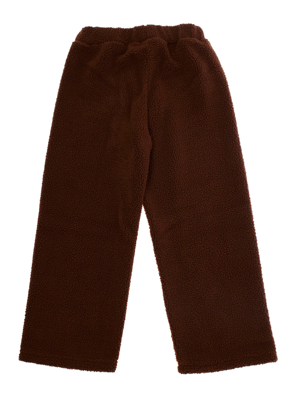 Brown Trousers with Elastic Waist and Front Logo Patch in Faux Fur Girl