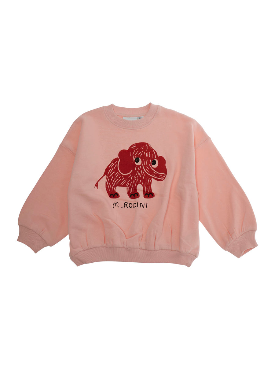 Pink Crewneck Sweatshirt With Maxi Print Cotton Hoods & Sweatshirts