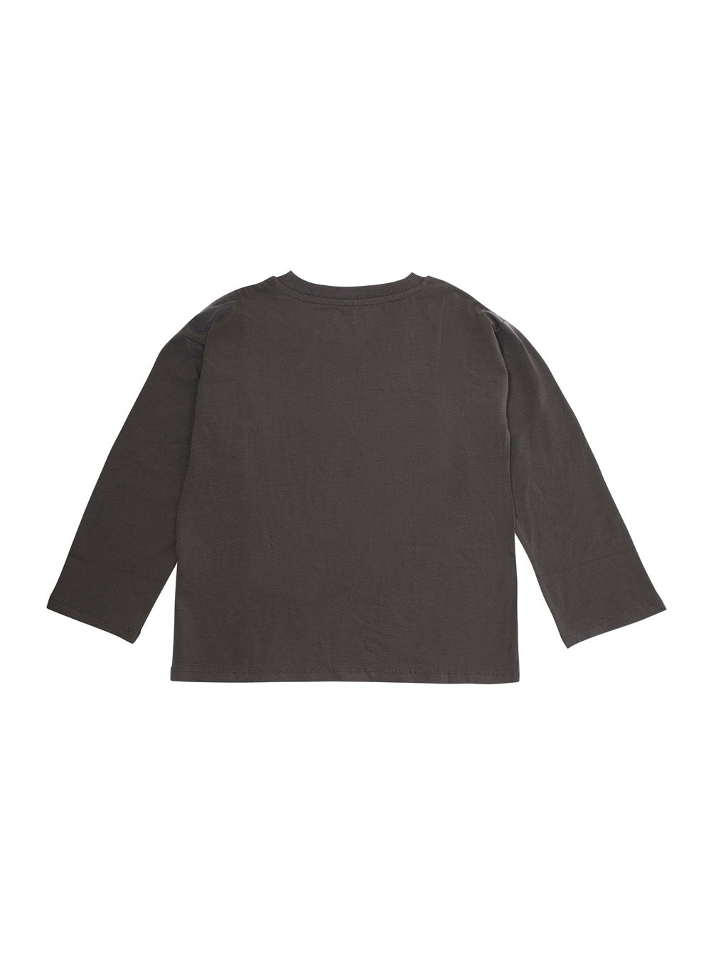 Grey Crew Neck Sweater with Front Print in Cotton Baby Jersey