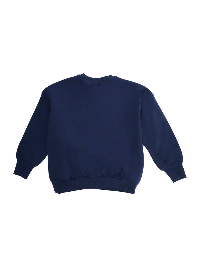 Blue Sweatshirt with Dino Patch on the Front in Cotton Boy Blu Sweatshirts