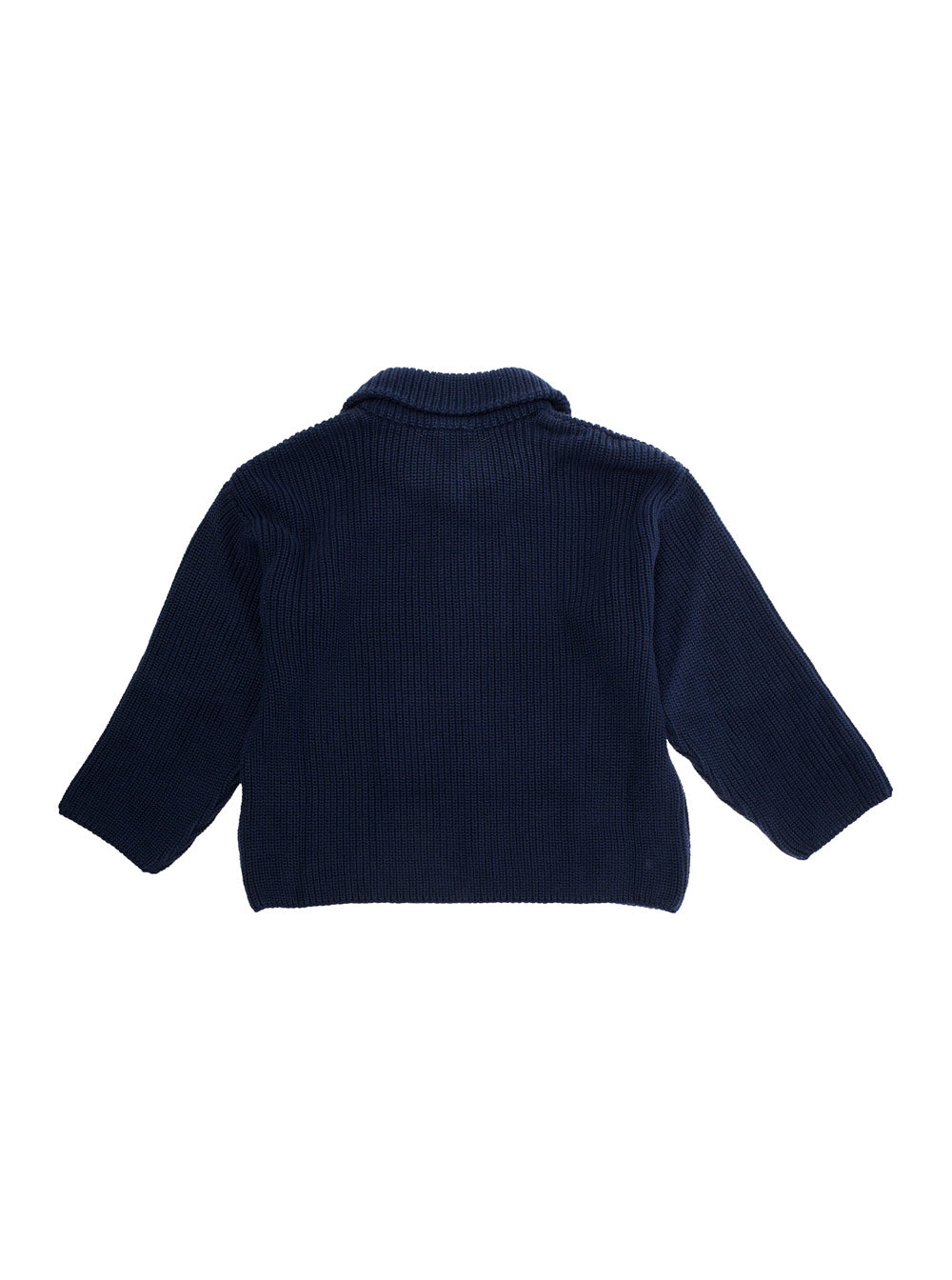 Blue Sweater with Classic Collar and Panda Patch on the Front in Cotton Boy Blu Jersey
