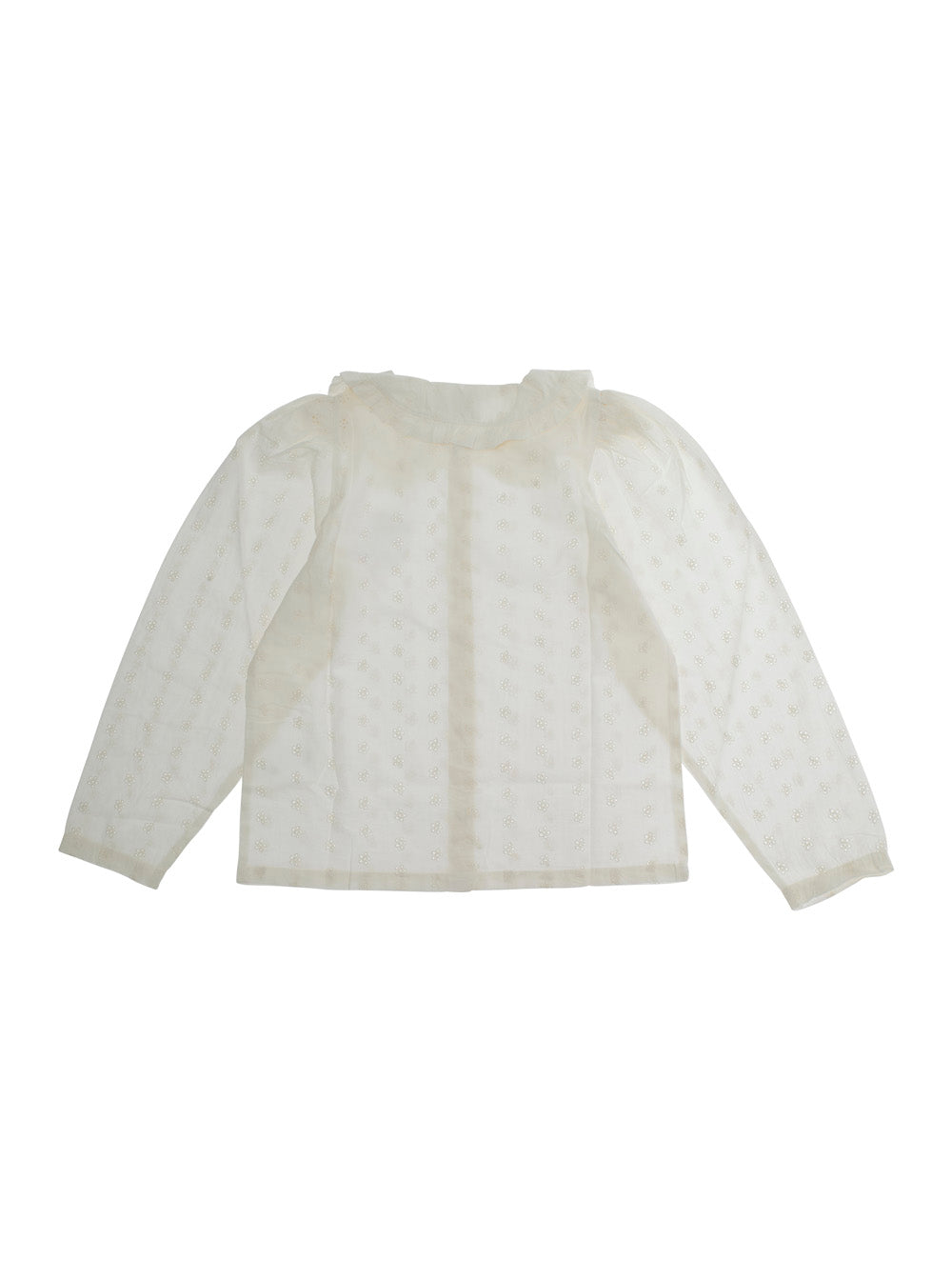 White Shirt with Peter Pan Collar and Strawberry Embroidery in Cotton Girl Blouses