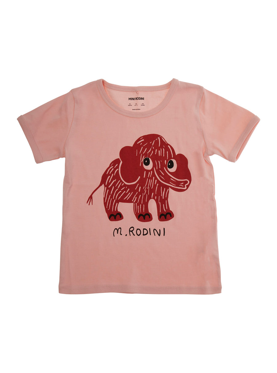 Pink Crewneck T-Shirt With Front Maxi Print Cotton T-shirts