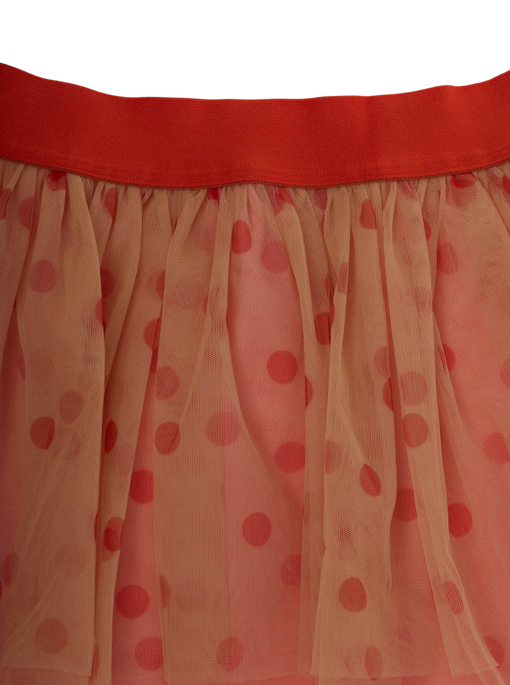 Pink Skirt with Layered Tulle and All-Over Polka-Dot Motif in Tech Fabric Girl Polyester