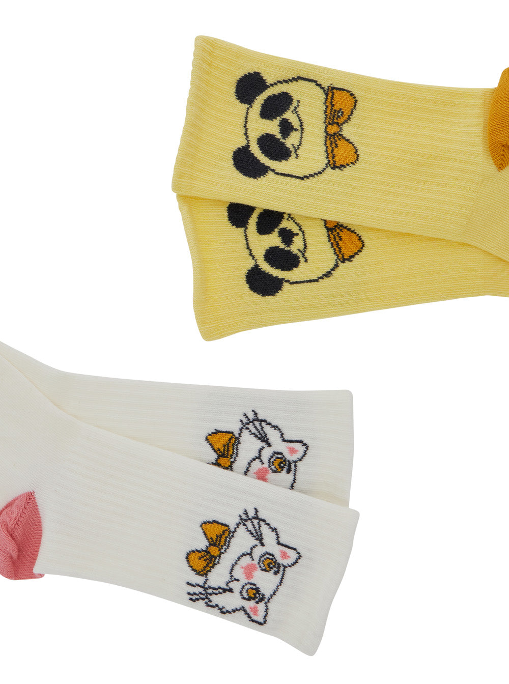 Multicolor Set of Socks with Cat and Panda Embroidery in Cotton Girl Underwear
