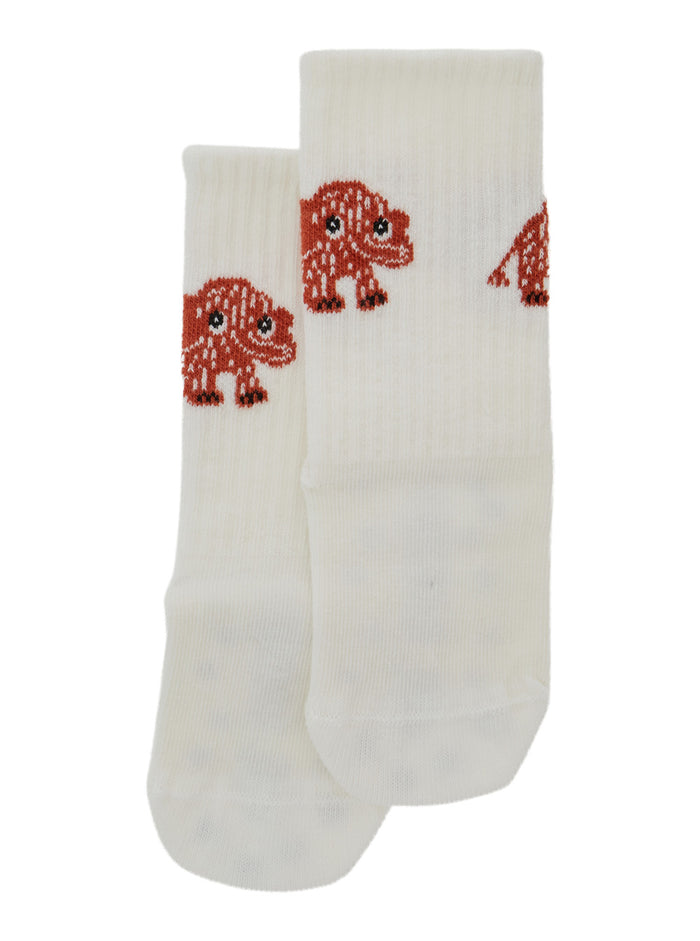 White Socks with Anti Slip Details and Embroidery on the Front in Cotton Boy Underwear