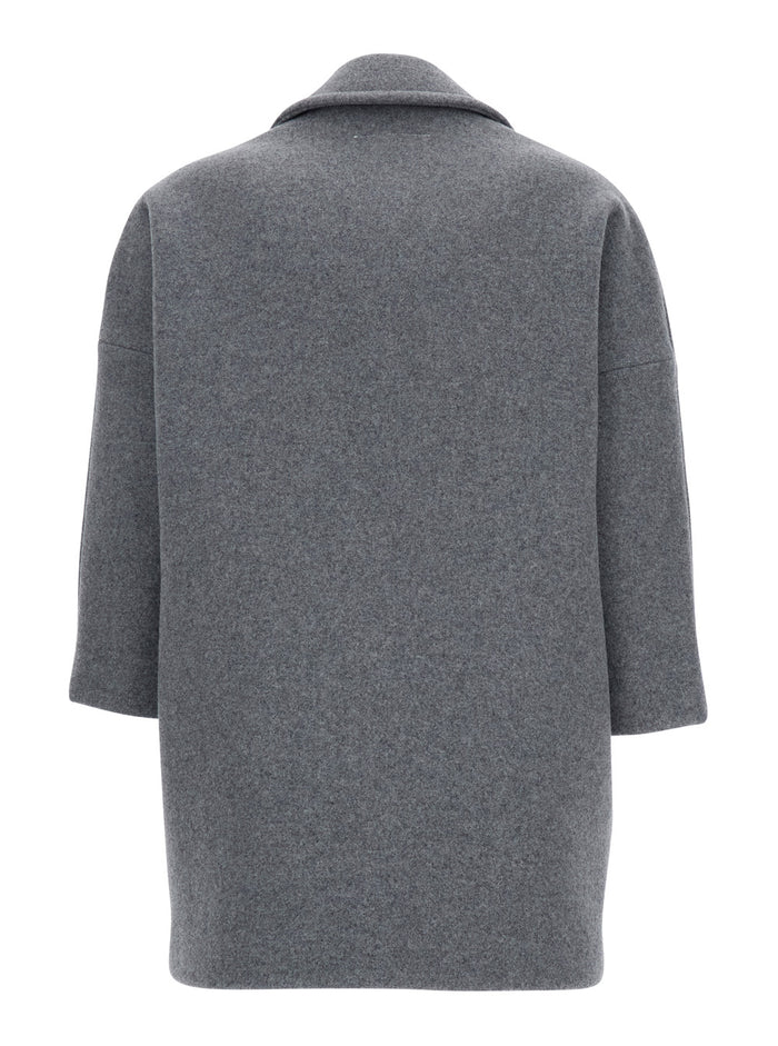 Grey Jacket With Notched Revers And Dropped Shoulders Wool Blend Boy Polyester Polyamide Blazers
