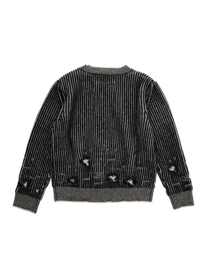 Black Sweater With Ripped Details And Logo Patch Wool Boy Jersey