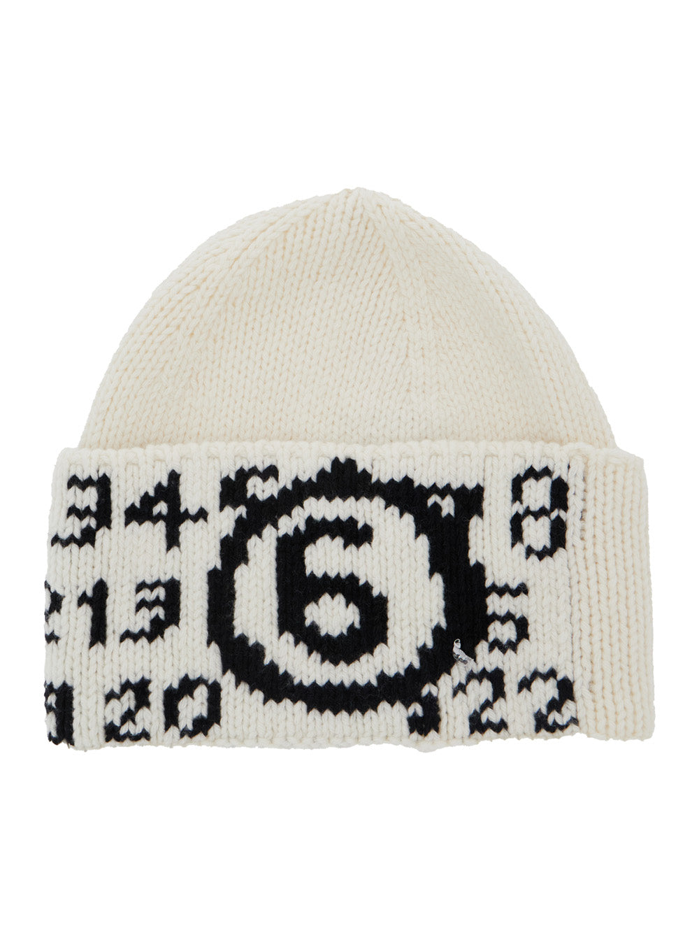 White Knit Beanie With Maxi Logo Embroidery On The Front Wool Blend Boy Nylon Hats And Gloves