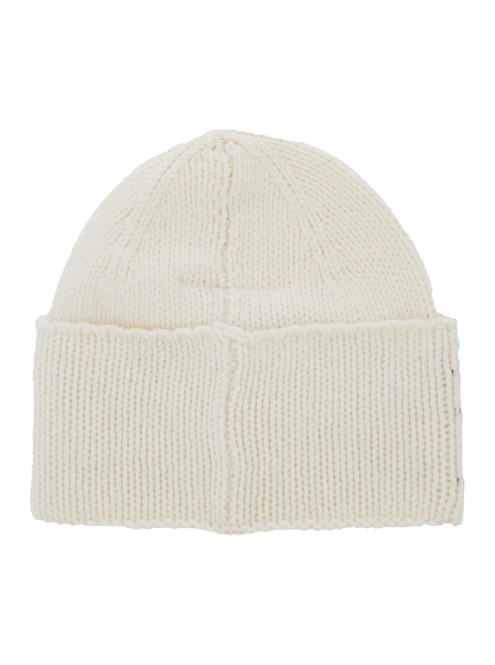 White Knit Beanie With Maxi Logo Embroidery On The Front Wool Blend Boy Nylon Hats And Gloves