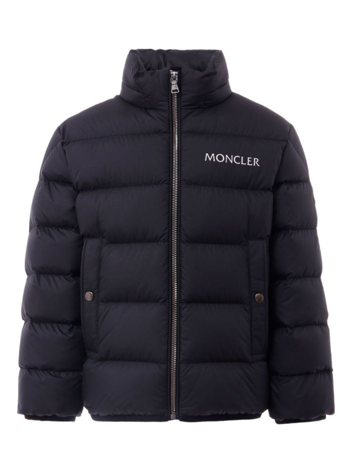 Bajan Black Down Jacket With High-Neck And Front Logo Tech Fabric Boy Polyester