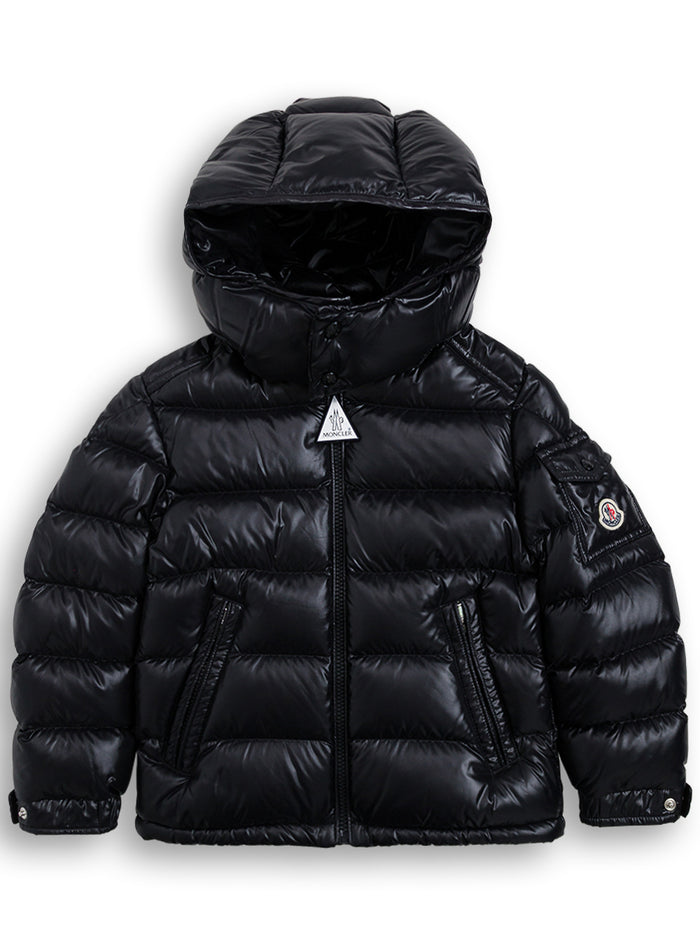 Maya Black Down Jacket With Hood And Logo Patch On The Sleeve Tech Fabric Boy Polyamide