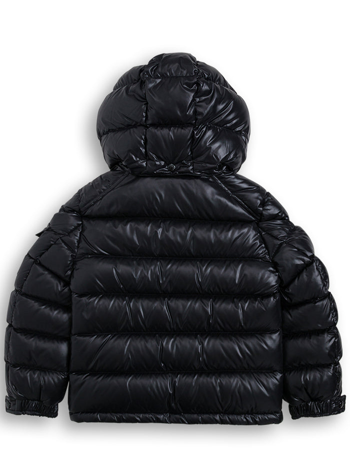 Maya Black Down Jacket With Hood And Logo Patch On The Sleeve Tech Fabric Boy Polyamide