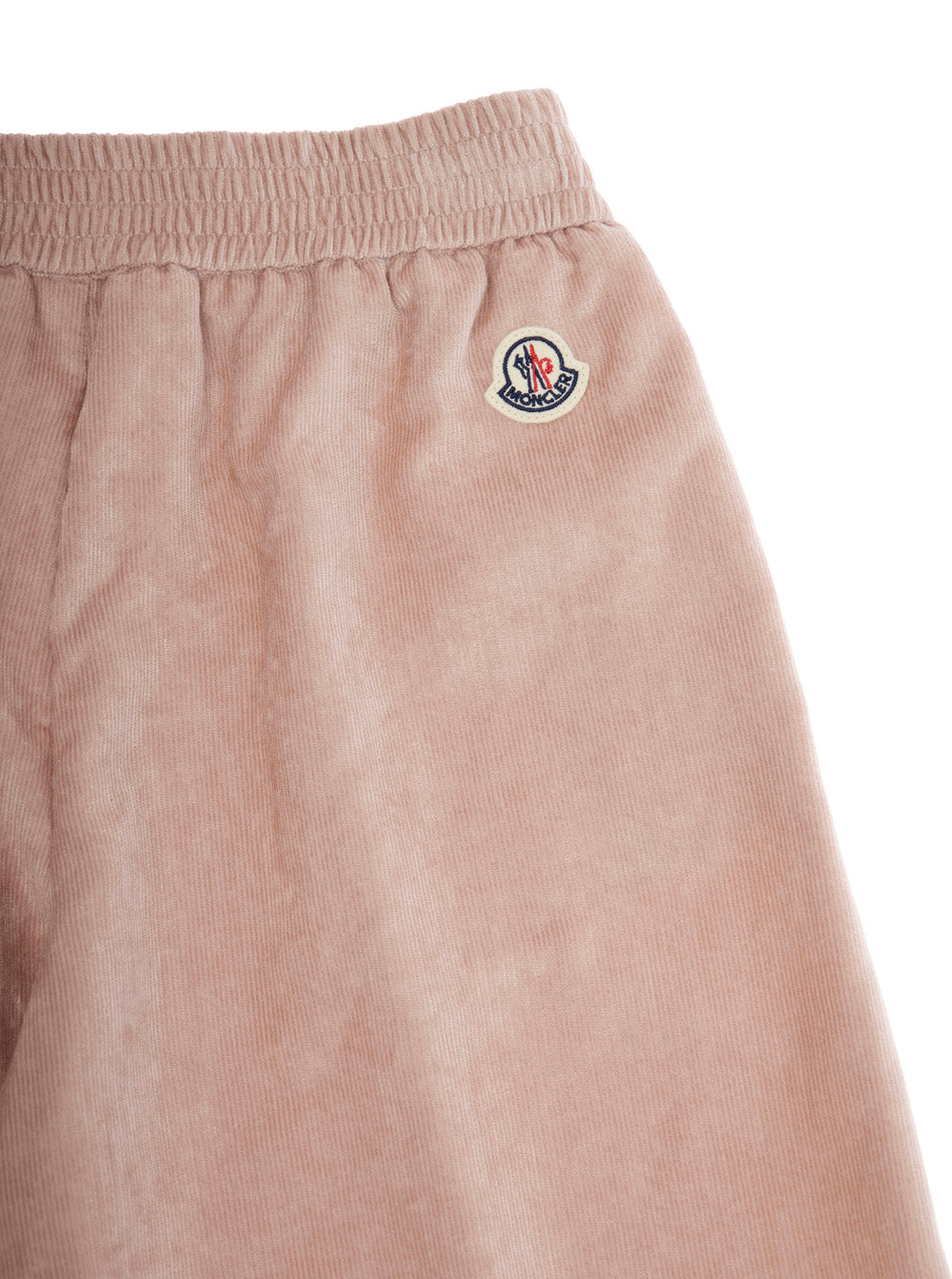 Pink Trousers with Elastic Waist and Applied Logo Patch in Fabric Baby Polyester Viscose