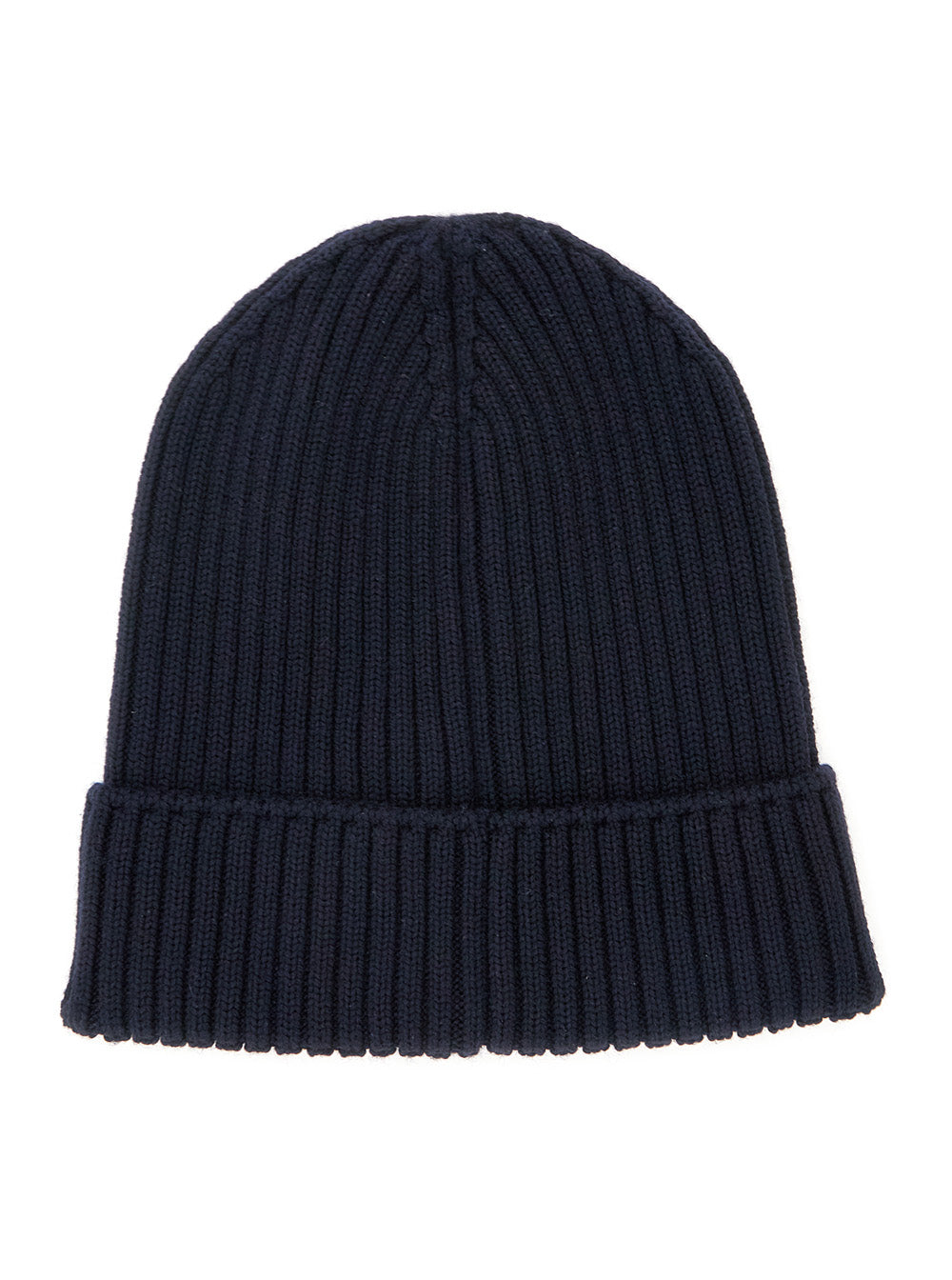 Blue Beanie with Logo Patch on the Front and Turn-Up Brim in Wool Boy Blu Virgin Hats Gloves