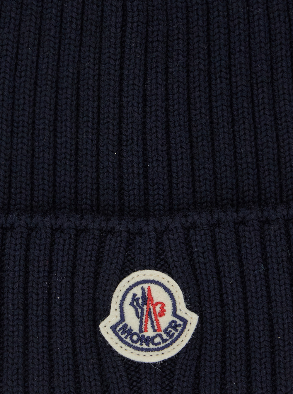 Blue Beanie with Logo Patch on the Front and Turn-Up Brim in Wool Boy Blu Virgin Hats Gloves