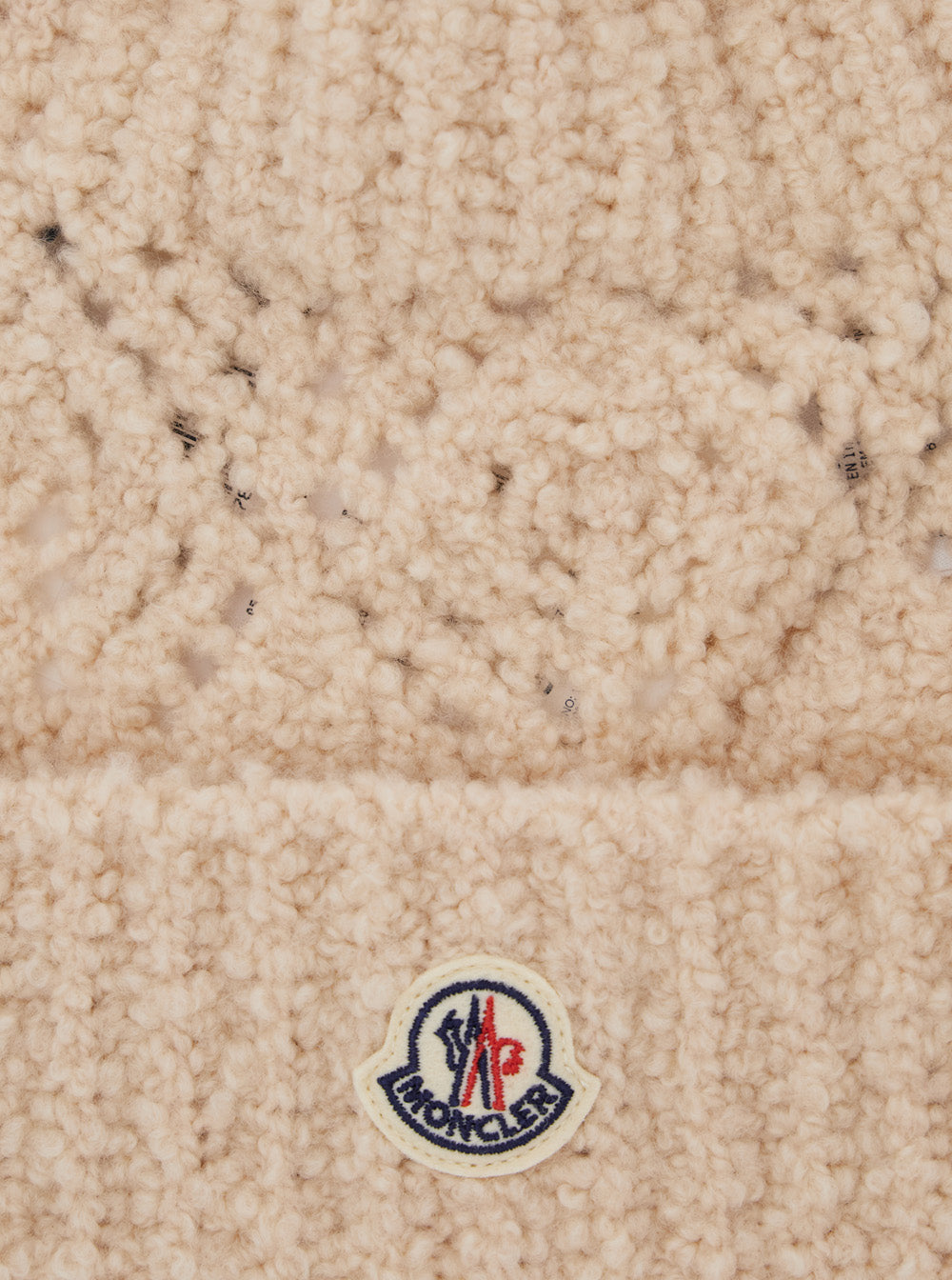 White Beanie with Pompom and Logo Patch on the Front in Wool Girl Virgin Hats Gloves