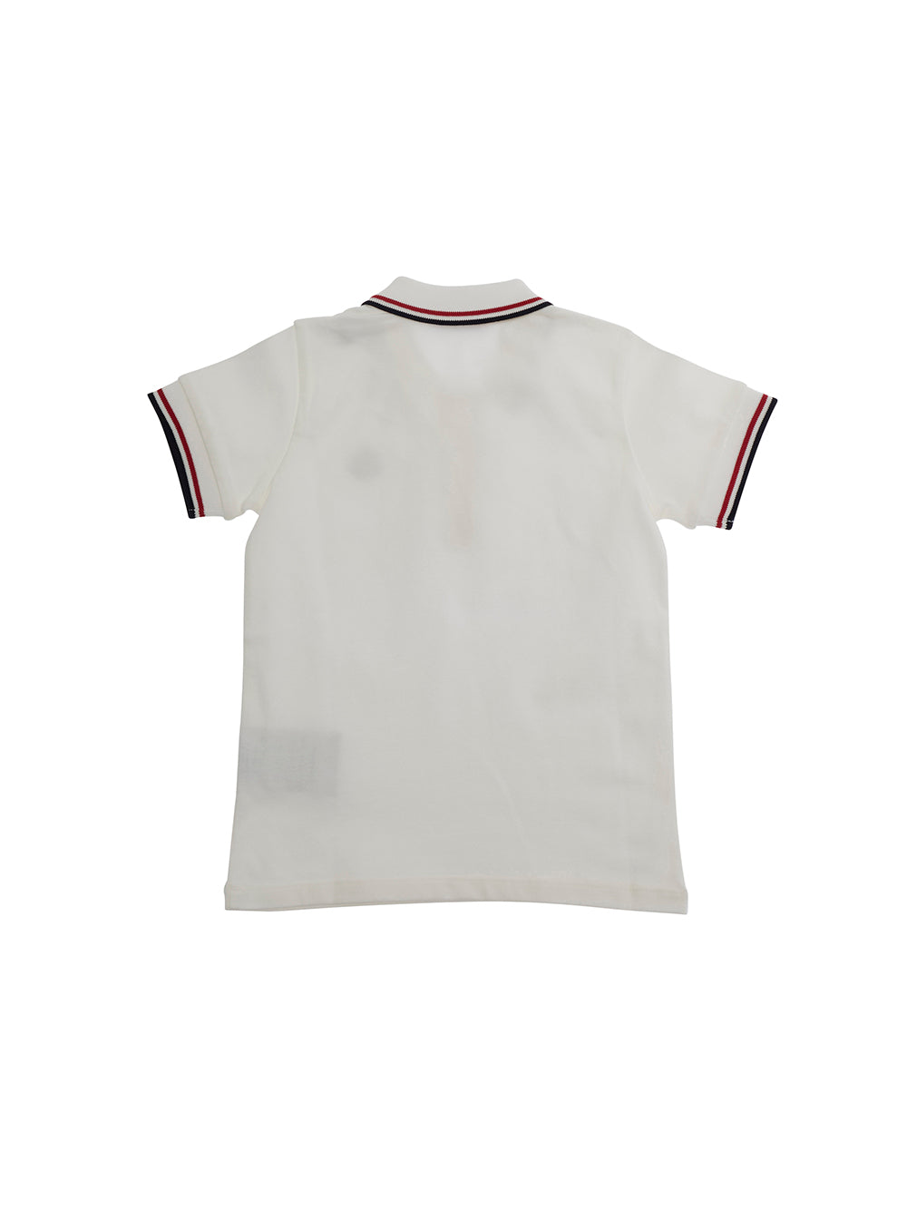 White Polo with Applied Logo Patch on the Sleeve in Cotton Baby Elastane Tshirts And Shirts