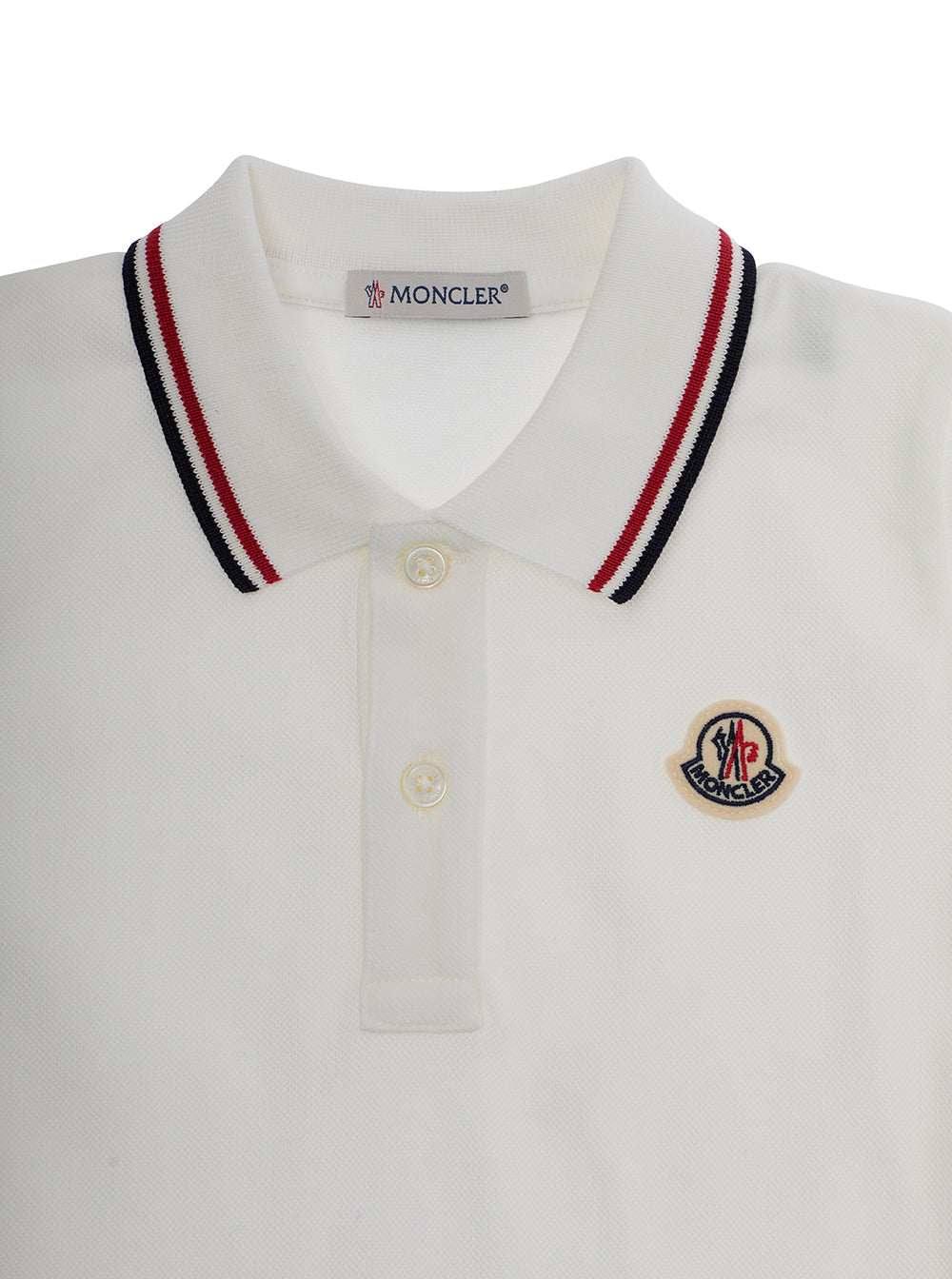 White Polo with Applied Logo Patch on the Sleeve in Cotton Baby Elastane Tshirts And Shirts