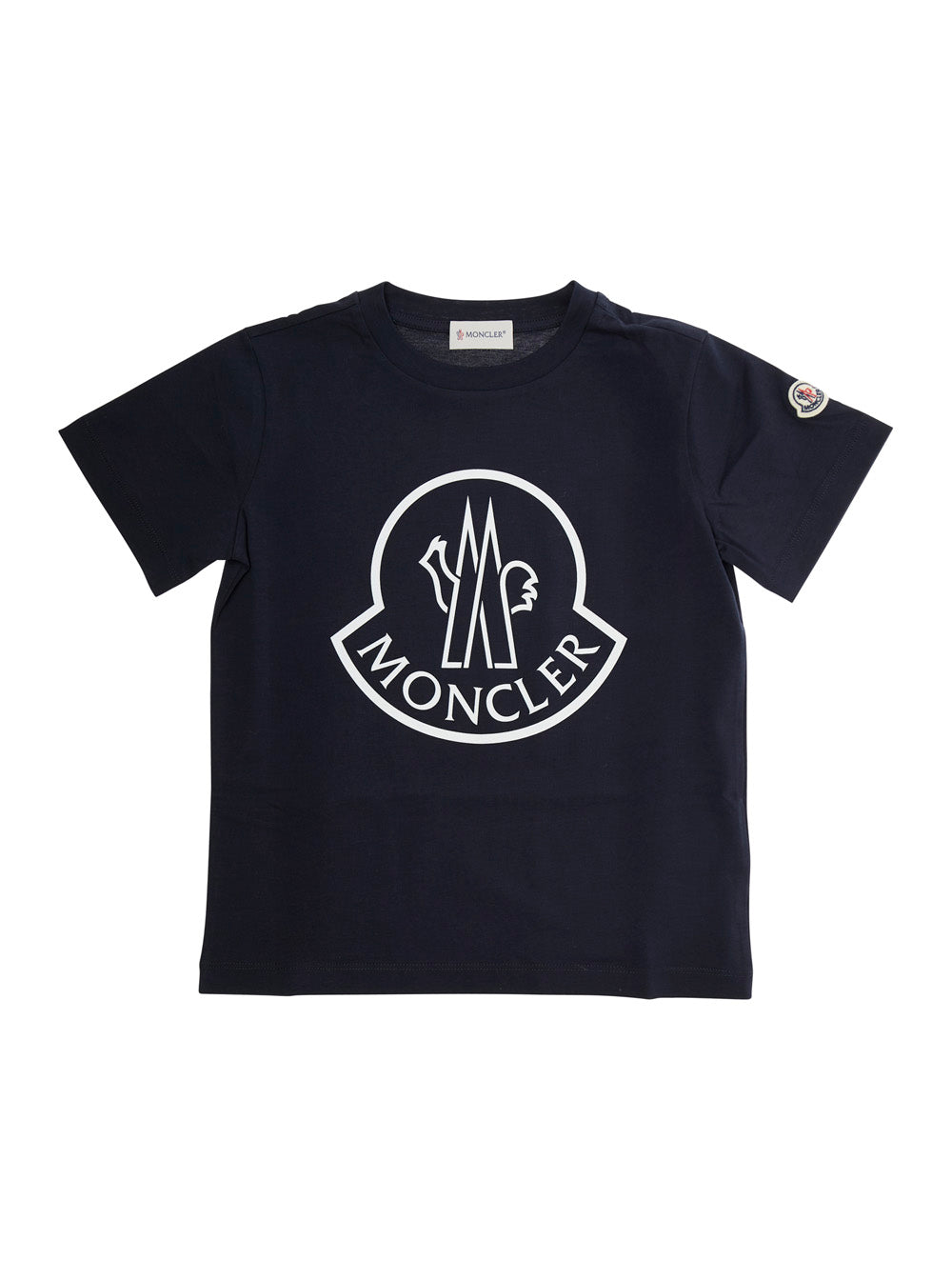 Black Crewneck T-Shirt with Logo Print in Stretch Cotton Boy Blu Tshirts And Polo Shirts