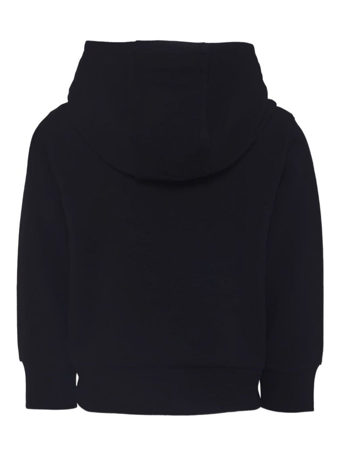 Black Hoodie with Logo Lettering Print in Cotton Boy Sweatshirts
