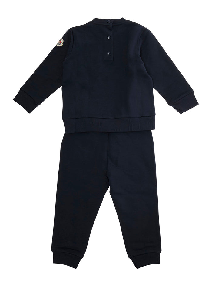 Blue Crewneck Tracksuit with Rear Button Closure and Logo Patch on the Sleeve in Cotton Baby Blu Suits
