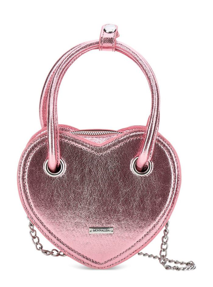 Pink Heart-Shaped Handbag Eco Leather Girl Polyurethane Hand Bags