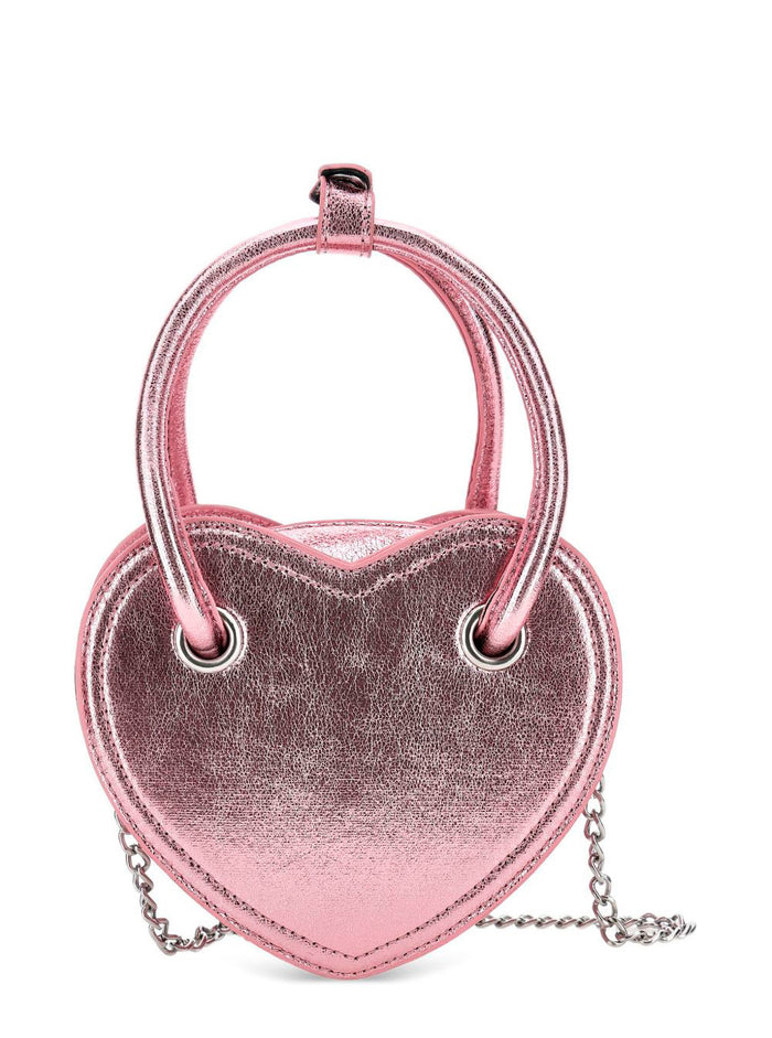 Pink Heart-Shaped Handbag Eco Leather Girl Polyurethane Hand Bags