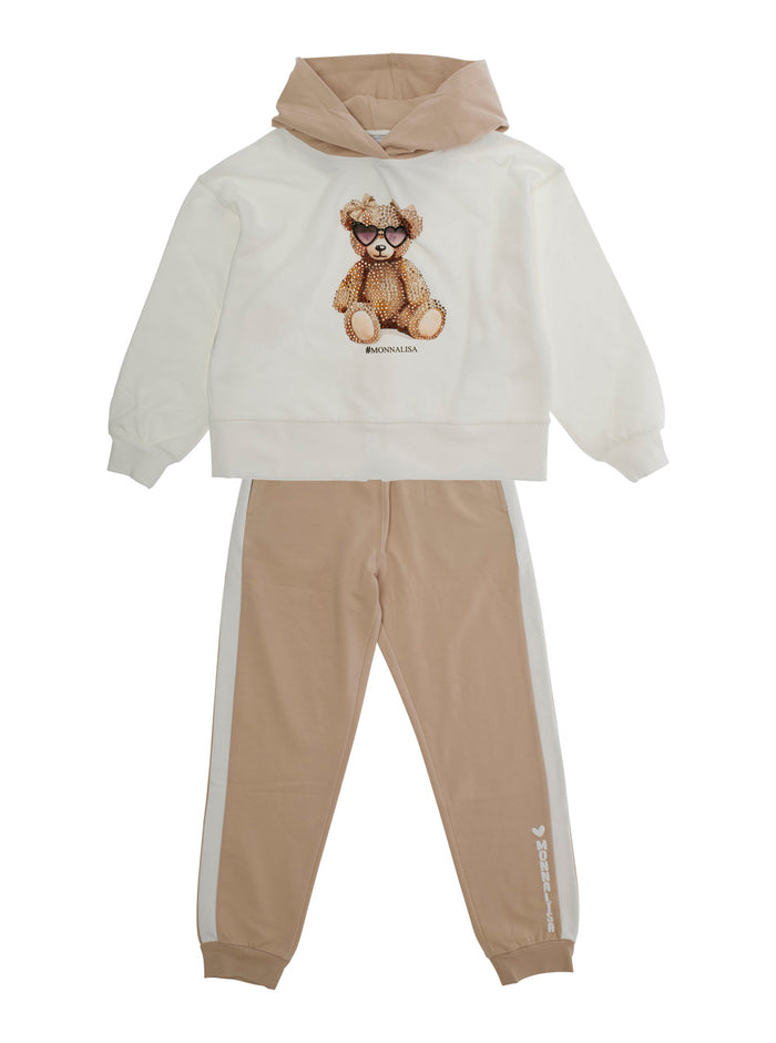 Multicolor Tracksuit With Logo Print On The Front Cotton Stretch Girl Elastane Suits